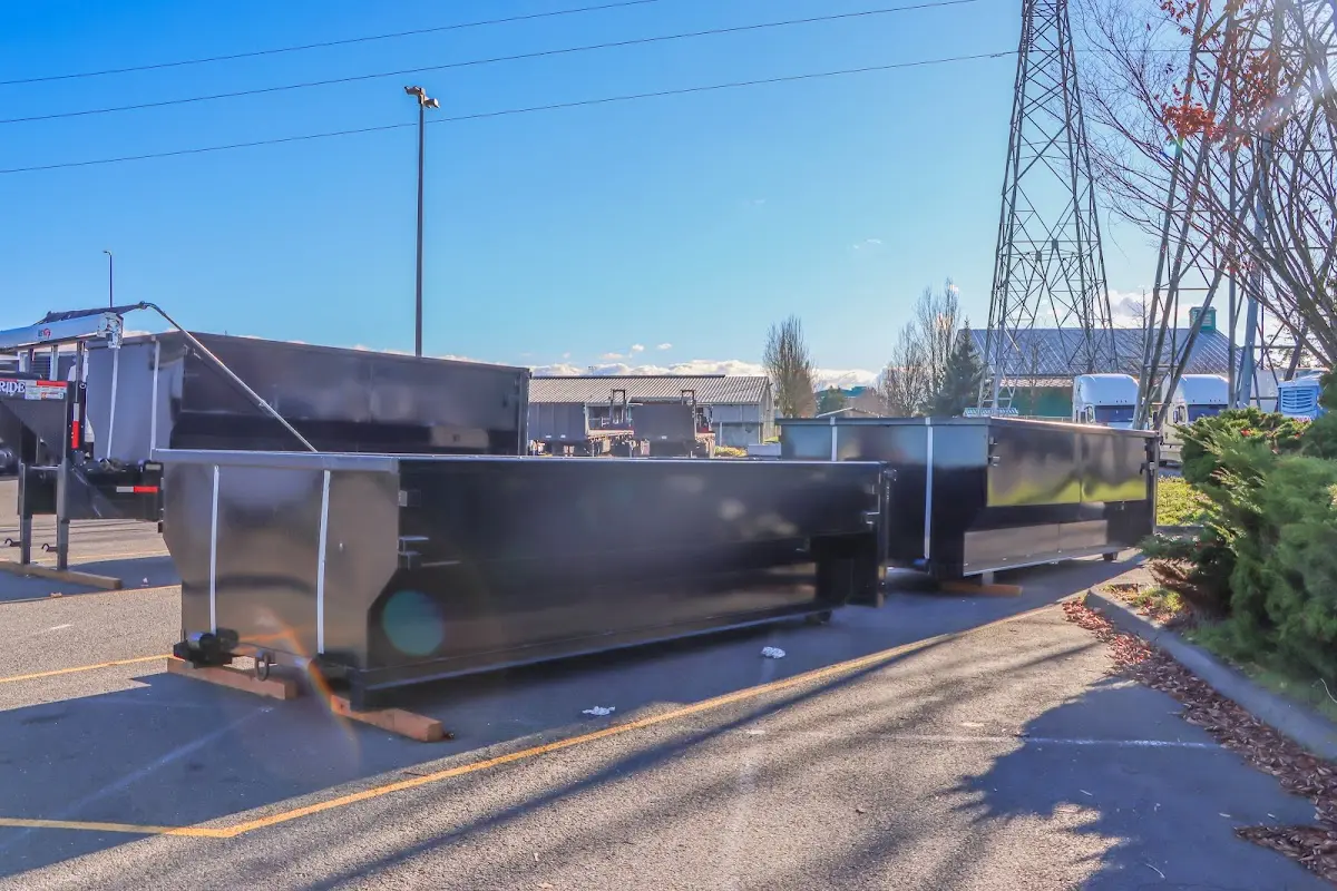Roll-off dumpster ready for waste disposal at job site for Construction Dumpster Rental in Granger